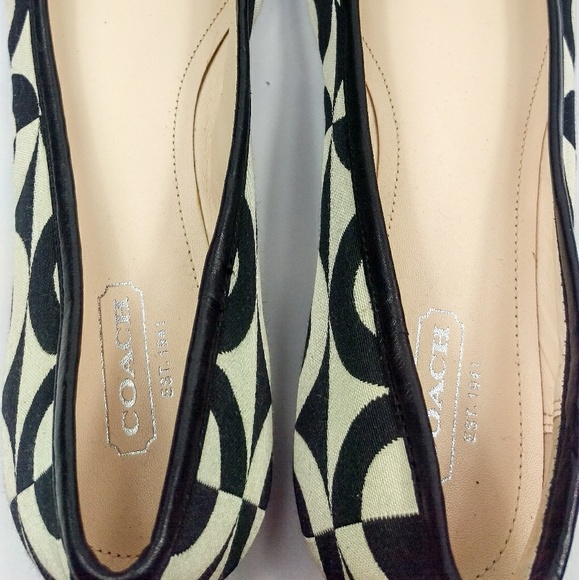 {Coach} NWOB Portia Cream & Black Ballerina Flats - Picture 4 of 8